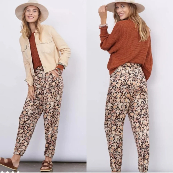 Anthropologie floral Diandra Pleated Joggers size M - Picture 1 of 10